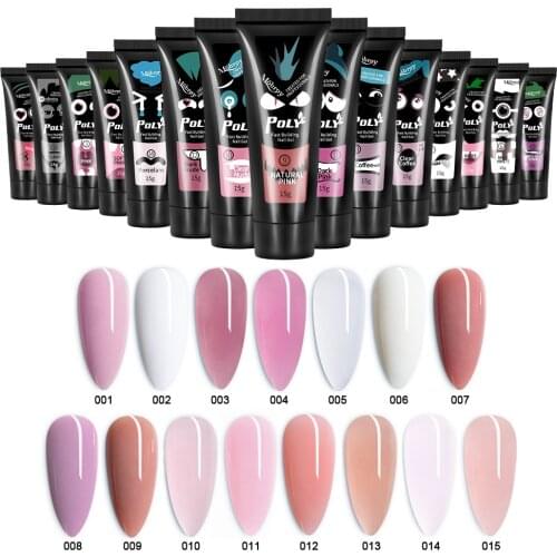 15ml Clear White Nail Poly Acrylic Gel UV LED Builder Gel for Quick Extension Nail Art Tip Poly Crystal Gel