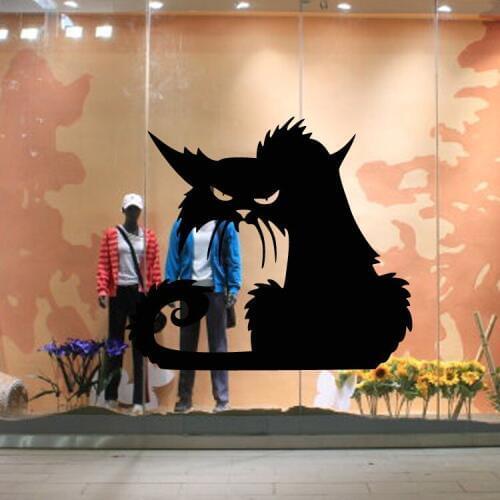 Happy Halloween Scary Black Cat Wall Sticker Vinyl Home Decoration Living Room Nursery Decals Window Wallpaper