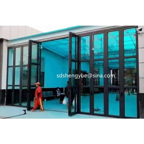 Double glass door fold away container homes fold away door container homes door china bi fold balcony sliding