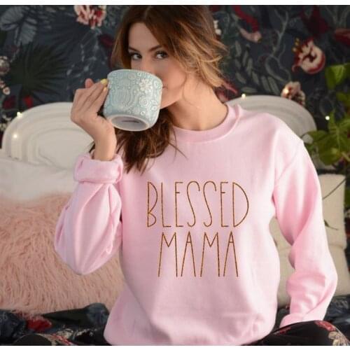 Skuggnas New Arrival Blessed Mama Sweatshirt Mom Jumper Mom Life Sweatshirt Gift For Mom Blessed Mama Sweatshirt Drop Shipping