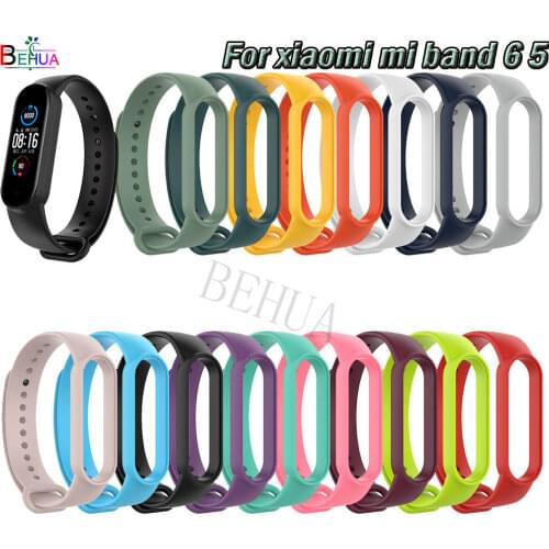 BEHUA For Xiaomi Mi Band 6 5 Sport Silicone Watchband Bracelet Smartwatch Replacement Fashion Comfortable Strap For Miband6 5