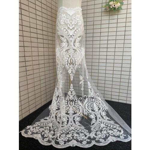Wedding Lace Fabric Embroidered Sposa Dress Dress Lace Mesh Fabric Dantel Moda Bridal Sequins Wedding Dress Fabrc Sell for 1 Y