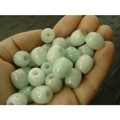 1Pcs 100% Natural Grade A JADE Jadeite Green 13mm Loose Bead Barrel beads W113