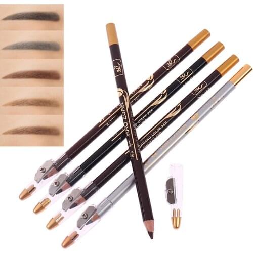 1 Pc Waterproof Longlasting Eyeliner Eyebrow Eye Brow Pencil With Sharpener Makeup Tools Brown/Black With Sharpener Lid New
