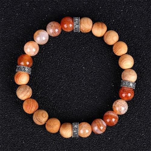 6pcs Natural Aromatherapy wood beads essential oil bracelet natural ice crack agates buddhist meditation for Jewelry Making Free