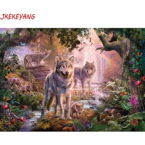 5D DIY square/round Diamond painting Wolf in the forest Cross Stitch Diamond Embroidery Pattern Rhinestone home decor J2897