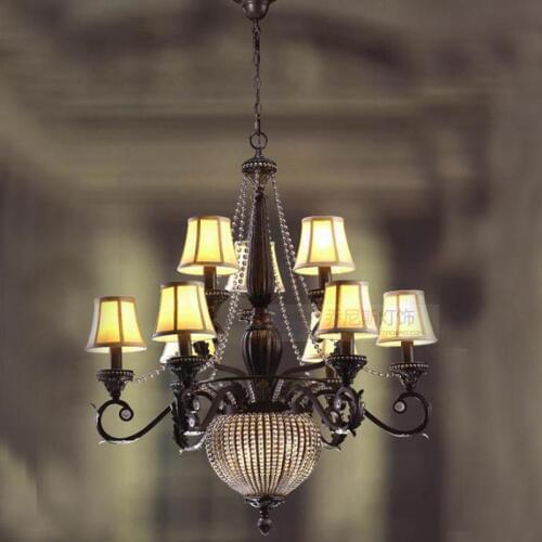 American vintage Chandelier lamp for dining room 8-11 led Lustres De Sala Living Room Art gallery Crystal Chandeliers lampshade