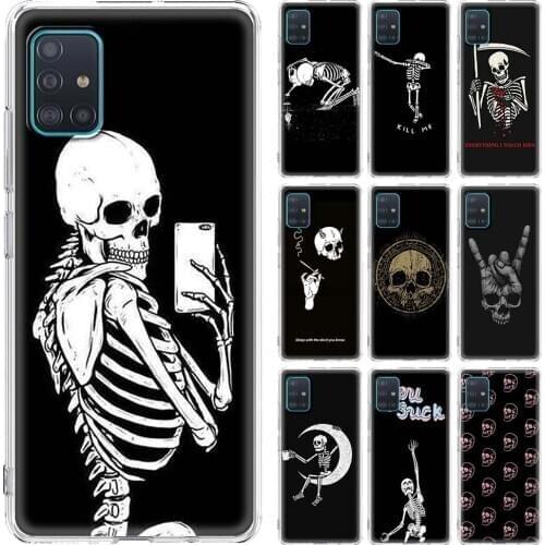 Black Skull Phone Case for Samsung Galaxy A51 A50 A71 A72 A31 A20e A70 A10 A30 A41 A40 A20s A10s Silicone Soft Cover Shell