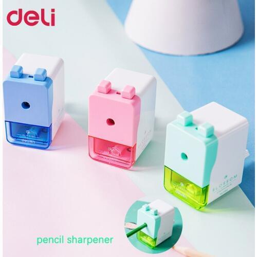 Deli School Supplies Kids Pencil Sharpener Hand Crank Manual pencil Shaepener Cute Design Desktop Office Creative Stationery