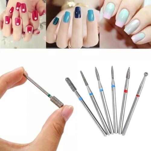 6Pcs Emery Rotary Nail Art Drill Bits Manicure Pedicure Gel Polish Removal Tool