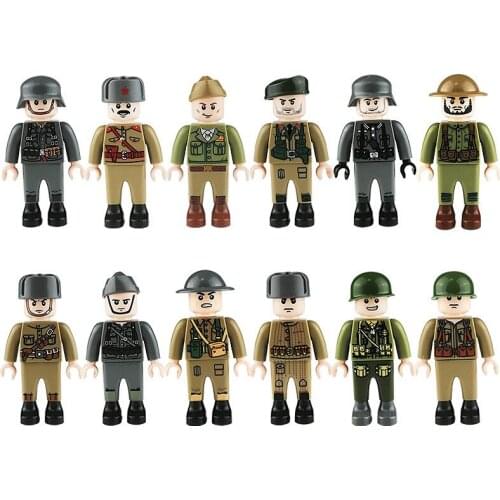 12Pcs/set Military Ww2 USA German Russian British Army Figures Army Soldiers Compatible Building Blocks Bricks Toy DIY Kids Gift