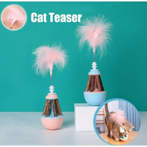 Tumbler Cat Toy Kitten Feather Teaser Toy Self-Weight Balance Chewing Toy Pet Supplies for Home JW