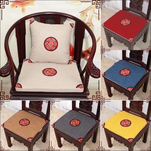 Ethnic Embroidery Chinese Cushions Dining Chair Seat Cushion Office Chair Pad High End Cotton Linen Armchair Sofa Cushion Seat