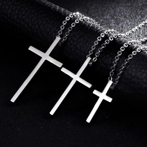 Classic Simple Cross Silver Color Pendant Girl Short Long Chain Necklaces Jewelry For Women Wholesale