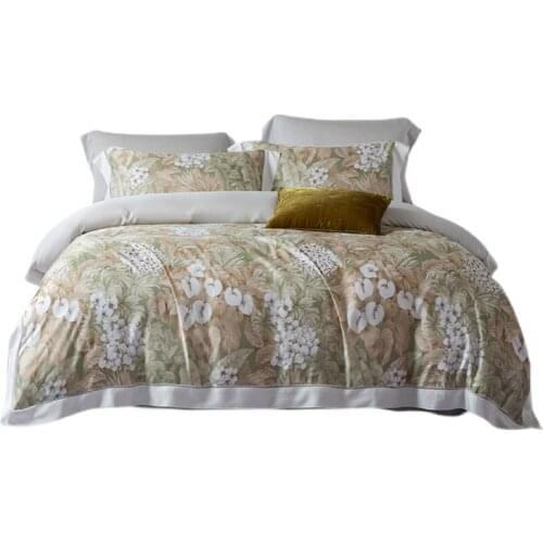 140 Spring and Summer Lanjing Tencel Four-Piece Set 1.8 M Large Bedding Ice Silk Quilt Cover Double