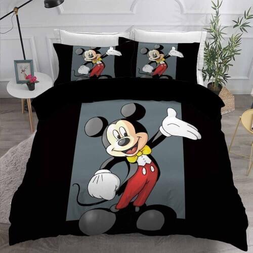Night Mickey Mouse Bedding Set Lovely Couple Queen King Size Bed Set Children Boys Girls Comforter Duvet Cover Sets Pillow Cases