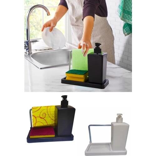 Dish Sponge Bowl Liquid Soap Dispenser Hanging Detergent Holder Kitchen Soap Dispenser Decorat Blackive