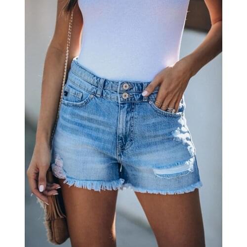 New arrival summer high waist Ripped denim shorts fashion casual cool jeans shorts summer shorts XS-XL drop shipping