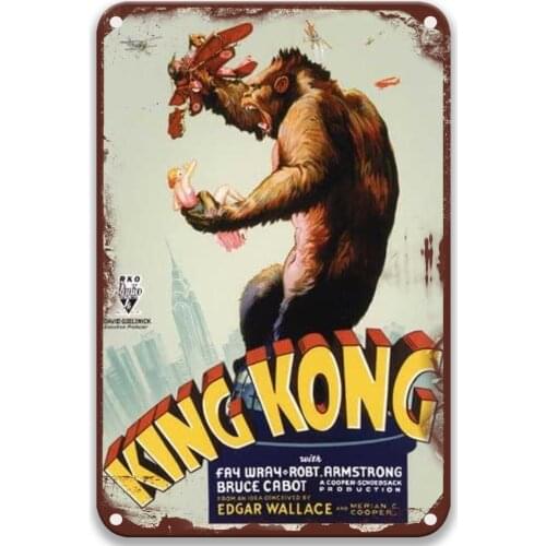 King Kong Metal Tin Signs Movies Beach Decor for Aesthetic Room Decor 8x12 Inches