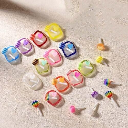 20 pieces of mixed color cute lollipop mini Nail Art Accessories DIY Nail Art Accessories 3D Jelly Gummy Bear Nail Charm Cartoon