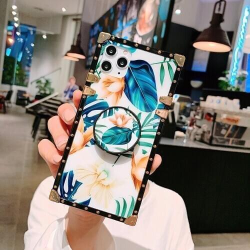 Fashion Shockrpoof Case For Xiaomi Mi9 Redmi 7 Redmi Note9 Pro Note 8 Pro Fundas Sexy Lip Girly Diamond Square Ring Stand Cover