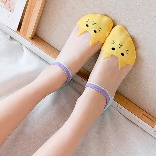 5 Pairs Lovely Girls Cartoon Cute Cat Printing Gauze Ventilation Boat Sock Summer Frivolity Teenage Comfortable Low Tube Socks