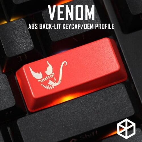 Novelty Shine Through Keycaps ABS Etched, Shine-Through venom superhero black red custom mechanical keyboard enter 2.25u