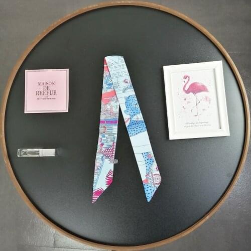 New product ribbon leopard print luxury brand headband wrapped around handbag bag handle decoration small silk scarf shawl G15