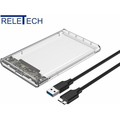 Reletech Hdd Case SATA USB 3.1 External Hard Drive Case Enclosure with Cable for 2.5 SSD SATA Interface 5Gbps hd externo