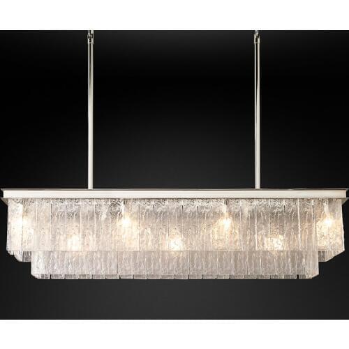 Rectangular led Frosted glass pendant light for Living room E14 gold silver kitchen lighting Dining Room glass Bar hanging light