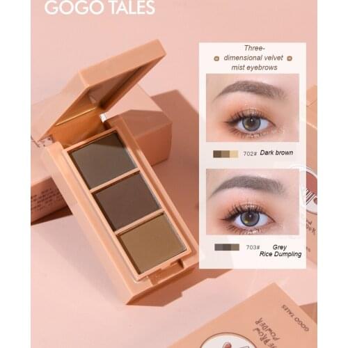 Gogotales Eyebrow Powder 3 Colors Pro Makeup Palette Eyebrow Stamp Eye Brow Enhancers Eye Brows Shadow Beauty Makeup Powder