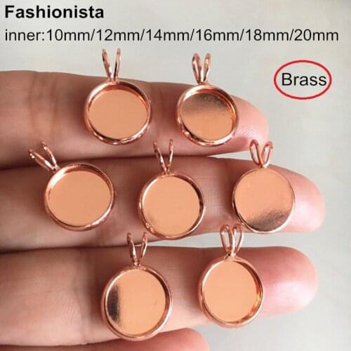 50 pcs - V Loop Brass Blank Pendant Tray Glossy Finished Base Setting For Pendant 10mm/12mm/14mm/16mm/18mm/20mm,Five Colors