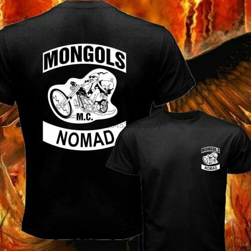 Rare! MONGOLS MC NOMAD USA MOTORCLYCLE CLUB Mens Black T-Shirt Reprint USA Size