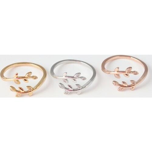 Grow Through What You Go Through Adjustable Leaf Ring Open Ring Jewelry Gift for Girl Women SANA889