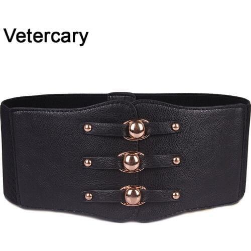 Luxury Womens Wide Belt Ring Decorated cummerbunds Fashion Simple Dress Down Jacket Skirt Elastic Waist Female red leather gift