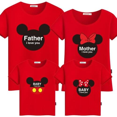 Mommy and Me Clothes Family Look Mickey Bow Minnie Printed Short Sleeve Shirt Family Matching Outfits Mom Daughter Dad Son