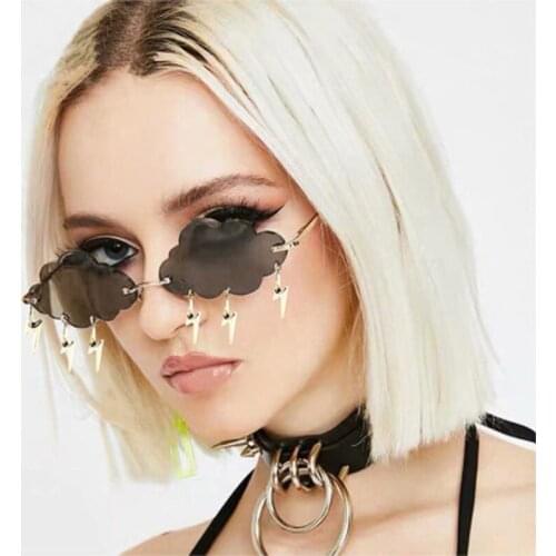 2021 Vintage Clouds Tassel Steampunk Sunglasses Fashion Rimless Driving Glasses Women Men Frameless Punk Glasses Shades UV400
