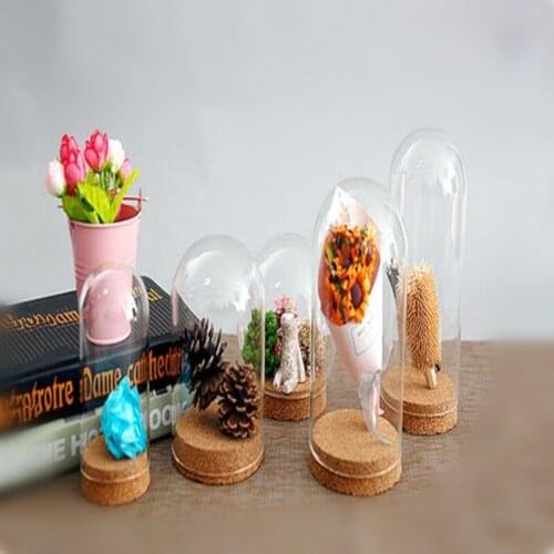 Free Shipping 6sets/pack Diameter=3.7cm Small Size Cork Base Glass Dome Dry Flower Storage Bottle DIY Friend Gift Cover Vase