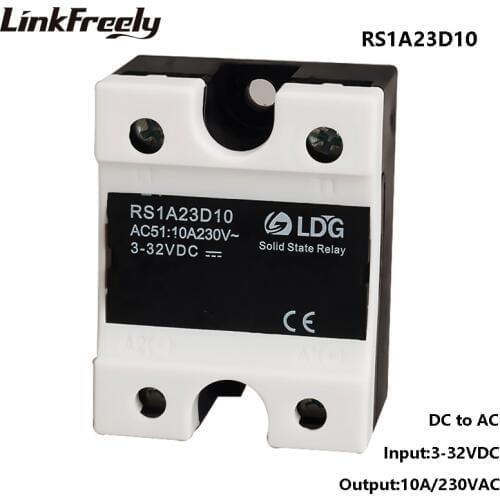 RS1A23D10 Smart Mini Single 1 Phase Solid State Relay 10A 220V,Output 24-280VAC Input 5V 12V 24V DC AC SSR Relay Switch Board
