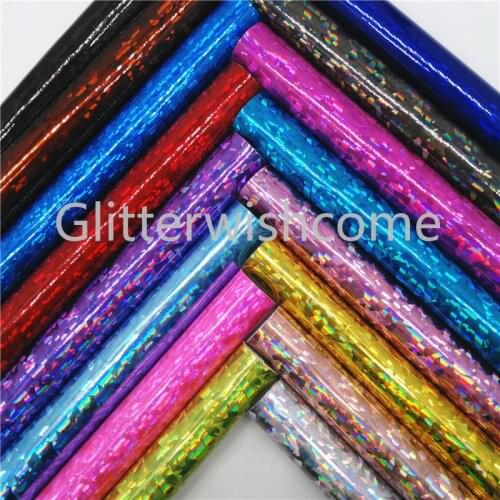 Glitterwishcome 21X29CM A4 Size Vinyl For Bows Iridescent Patent Faux Fabric, Smooth Glitter Faux Leather Sheets for Bows,GM583A
