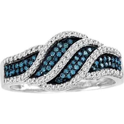 Fashion Leaves Shape Rings for Women Wedding Blue Zircon Ring Dazzling Full Drill Two-tone Engagement Jewelry Ring Gifts