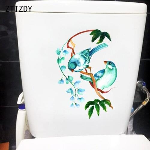 ZTTZDY 16.9×24.7CM Art Cartoon Bird Fashion Bathroom Toilet Stickers Creative Home Wall Decor Accessories T2-1481