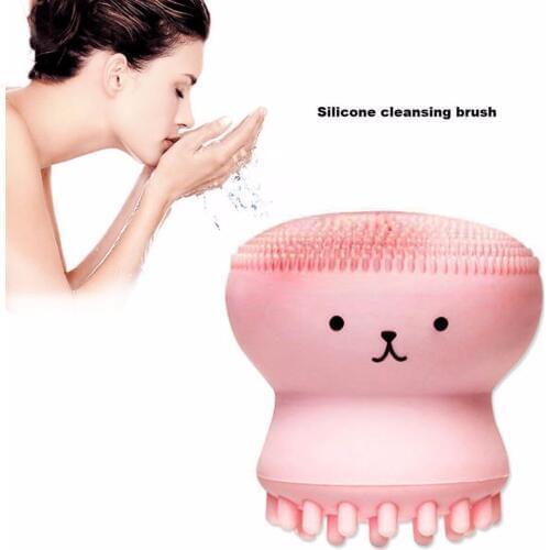 1 pcs Lovely Cute Animal Small Octopus Shape Silicone Facial Cleaning Brush Deep Pore Cleaning Exfoliator Face Washing Brush