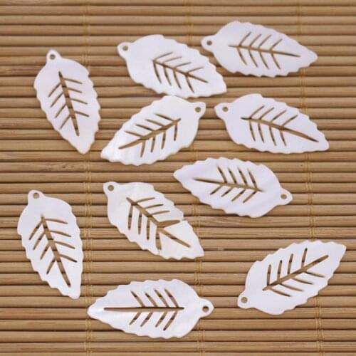 10 PCS 13mmX26mm Leaf Shell Natural White Mother of Pearl