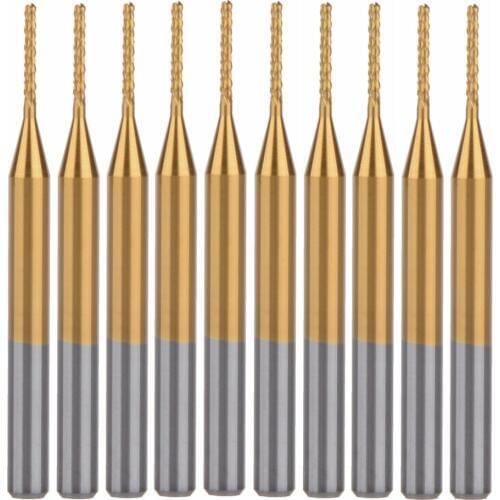 10pcs Titanium Coat Carbide 3.175X0.9X7mm PCB Carbide Tools, CNC Cutting Bits, Millinging Cutters