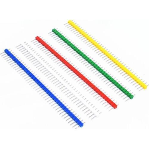 10pcs/lot 2.54mm Green + White + Red + Yellow + Blue Single Row Male 1X40 1*40 Pin Header Strip