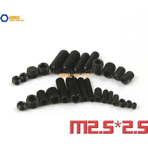 200 Pieces M2.5 x 2.5mm 12.9 Grade Alloy Steel Grub Screws Cup Point Hex Socket Set Screw