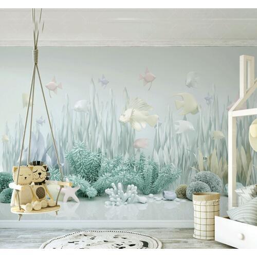Bacal 3d Catoon Sea World Wallpaper for Walls Baby Child Room Background 3D Wall Mural Wall paper 8d Cartoon Stickers