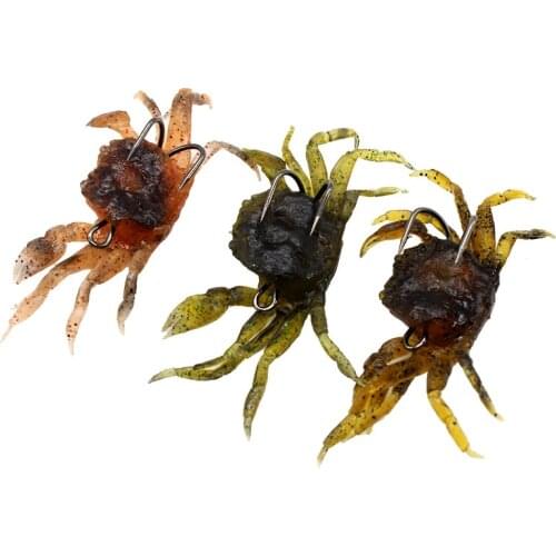 5PCs Fake Crab 10cm34g Luer Soft Lure 3D Simulation with Hook Sea Fishing Bait Fishhook Imitation Gear