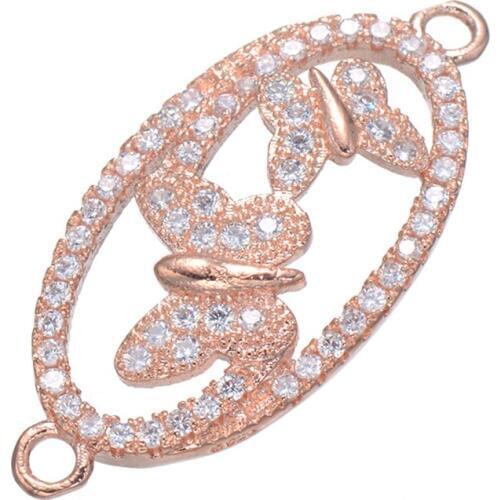 5 pcs Shining Zircon Butterfly Charms For Bracelets Diy Micro Pave Crafts Wholesale Animal Charms Bijoux Berloques